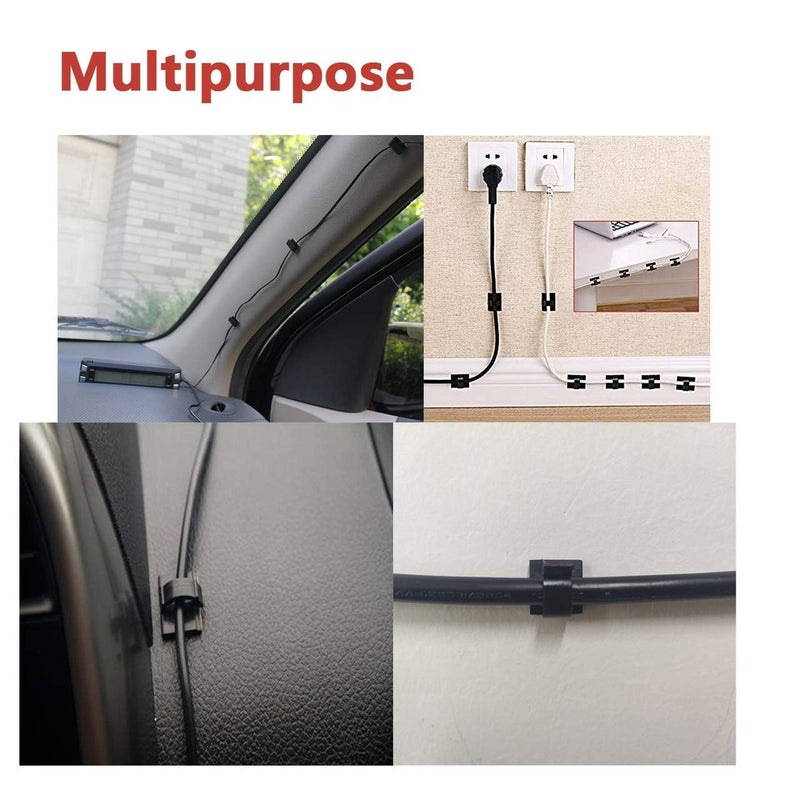Yocice Cable Clips 40pcs with Strong Adhesive Tapes,Wire Holder Organizer Cord Management for Car, Office and Home (Black- CC05(40PCS)) - Image 5